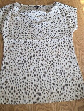 Ann Taylor Silk Leopard Print Blouse Size 6 Neutral Animal Print Top